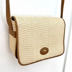 ETIENNE AIGNER 1990s Signed Preppy Leather & Tweed Shoulder Crossbody Mini Bag